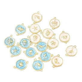 Подвески-соединители из морской латуни с эмалью, золотые, разнообразные