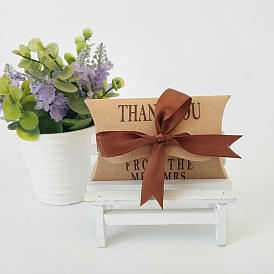 Подушка складная креативная подарочная коробка из крафт-бумаги, коробка конфет с лентой, декоративная подарочная коробка на свадьбу, Слово спасибо, что