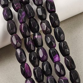 Stränge aus natürlich gefärbten weißen Jadeperlen (Imitation von Charoit), facettiert, Reis