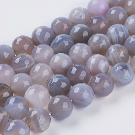 Agate à rayures naturelles / brins de perles d'agate, facette, ronde