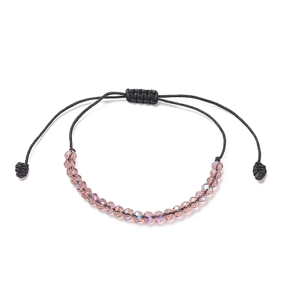 Pulsera de cuentas trenzadas de vidrio transparente, pulsera ajustable para mujer