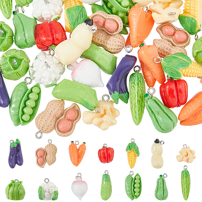 42 шт 14 стили подвески из непрозрачной смолы, имитация овощей, с платиновой петлей, разнообразные