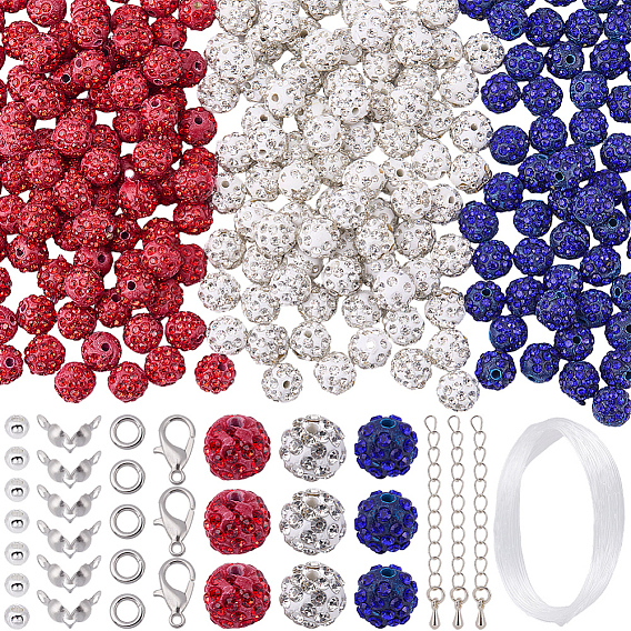 Kits de fabrication de bijoux diy, y compris les billes d'argile polymère, 304 caches noeuds en acier inoxydable, perles en laiton, rallonge de chaîne et anneaux de jonction, fermoirs en alliage et fil de cristal élastique