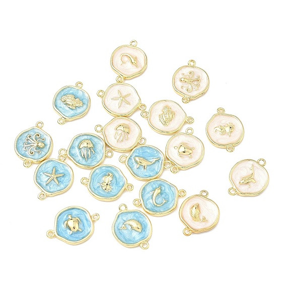 Подвески-соединители из морской латуни с эмалью, золотые, разнообразные