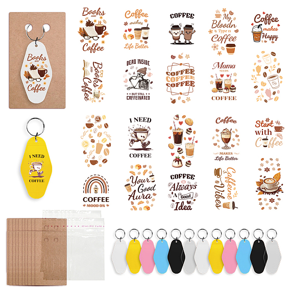 Сделай сам наборы для ключей, включая бумажные брелки для ключей, OPP мешки целлофана, пластиковый брелок и наклейки из ПВХ