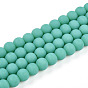 Opaque Glass Beads Strands, Round, Frosted