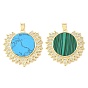 Synthetic Gemstone Pendants, Brass Micro Pave Clear Cubic Zirconia Sun Bezeled Charms, Rack Plating, Long-Lasting Plated, Lead Free & Cadmium Free, Real 18K Gold Plated