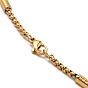 Vacuum Plating 304 Stainless Steel Column Beaded Link Chain Necklace, Box Chain Necklace