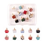 10Pcs 10 Style Electroplate Mixed Gemstone Charms, with Golden Iron Findings, Faceted, Star Cut Round
