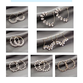 Geometric Spiral Pearl Earrings - Bold and Fashionable Circle Hoops for Any Occasion