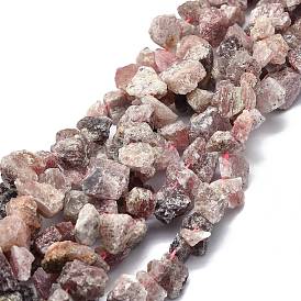 Raw Rough Natural Strawberry Quartz Beads Strands, Chip