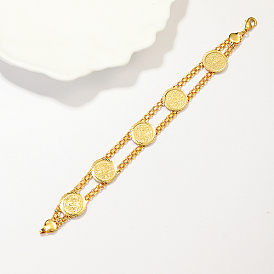 Brass Flat Round Link Chain Bracelets for Women