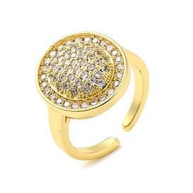 Brass Micro Pave Cubic Zirconia Rings, Flat Round