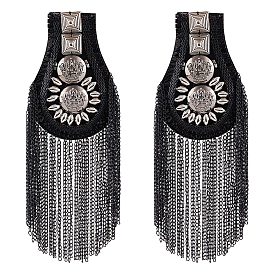 2 модные погоны с кисточками, значок на плече с заклепками, с железными цепями и булавкой, ткань выводы