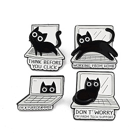 Enamel Pins, Alloy Brooches for Backpack Clothes, Cat with Laptop