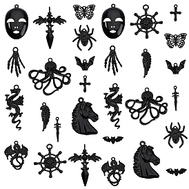 30Pcs 15 Styles Alloy Pendants, Mixed Shapes