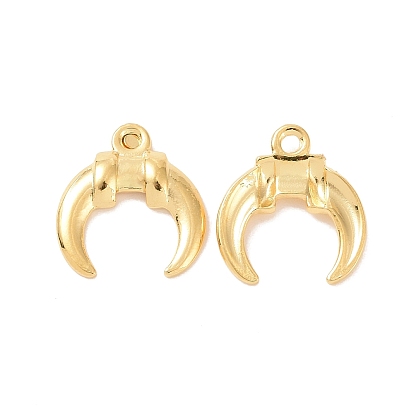 Ion Plating(IP) 304 Stainless Steel Charms, Double Horn/Crescent Moon Charms