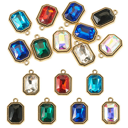 10шт. подвески из сплава с УФ-покрытием, прямоугольные, со стеклом, граненые
