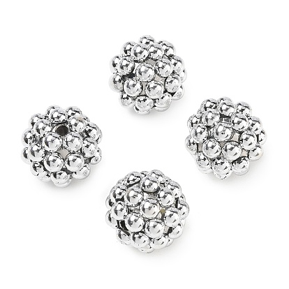 UV Plated Acrylic Beads, Berry Beads, Round, with ABS Simulated Pearl