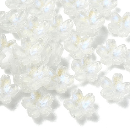 30шт гальванические прозрачные стеклянные бусины, AB Цвет покрытия, цветок