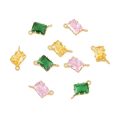 Прямоугольные подвески-коннекторы из латуни с инкрустацией кубическим цирконием, без кадмия, без никеля и без свинца, реальный 18 k позолоченный