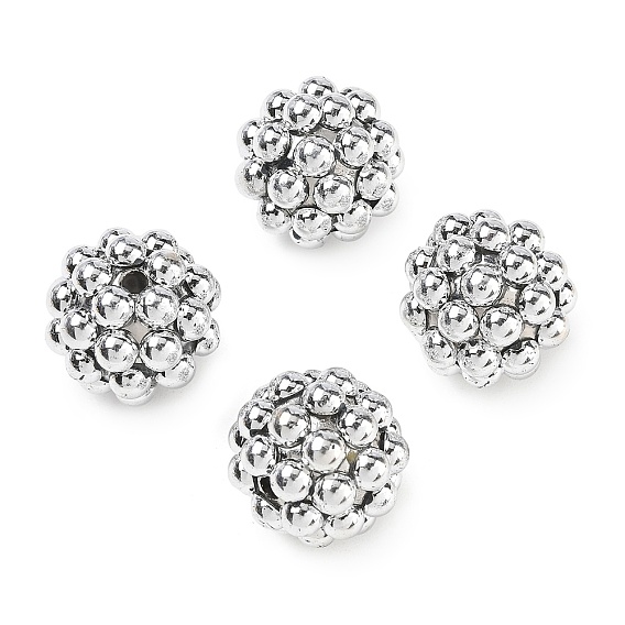 UV Plated Acrylic Beads, Berry Beads, Round, with ABS Simulated Pearl