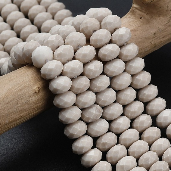 Природные окаменелое дерево бисер пряди, граненые, рондель