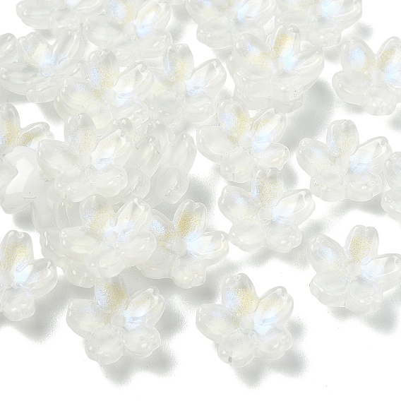 30шт гальванические прозрачные стеклянные бусины, AB Цвет покрытия, цветок