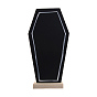 Halloween Coffin Chalkboard Signs with Wood Base Stand, Message Boards, for Resetaurant, Hotel, Bar Tabletop