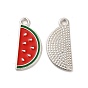 Alloy Enamel Pendants, Watermelon Charm, Platinum