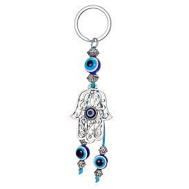 Boho Tribal Handcrafted Keychain with Turkish Blue Eye Pendant