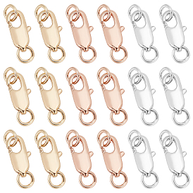 18Pcs 3 Colors Brass Lobster Claw Clasps, with Jump Rings, for Jewelry Findings