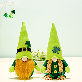 St. Patrick's Day Decorations Irish Festival Doll Ornament Green Leaf Festival Green Gnome Doll