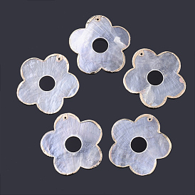 Pendentifs shell capiz plaqué or bord, fleur