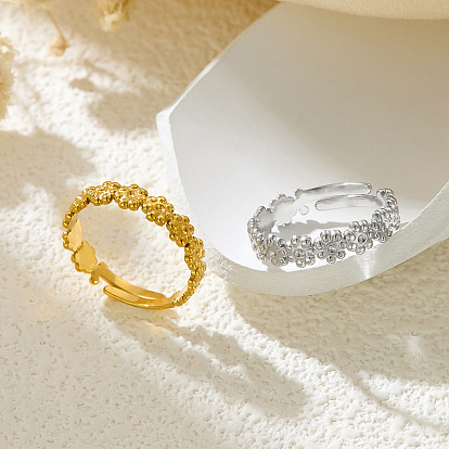 304 регулируемые кольца на пальцах из нержавеющей стали, цветок