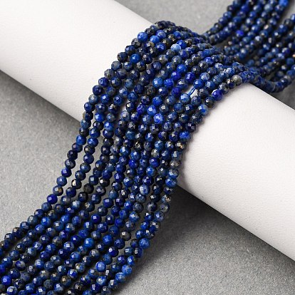 Нитки бусины из натурального ляписа-лазури, граненые, круглые