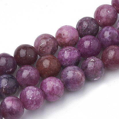 Natural Lepidolite/Purple Mica Stone Beads Strands, Spodumene Beads, Round