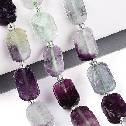 Природных красочные флюорита бисер нитей, с бисером, прямоугольные