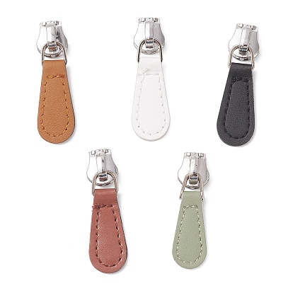 Ползунки на молнии из сплава, с подвеской из искусственной кожи