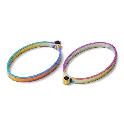 304 Stainless Steel Open Back Bezel Oval Pendants, For DIY UV Resin, Epoxy Resin, Pressed Flower Jewelry