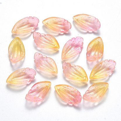 Осенняя тема двухцветная роспись распылением стеклянных подвесок, с блеском порошок, матовые, лист