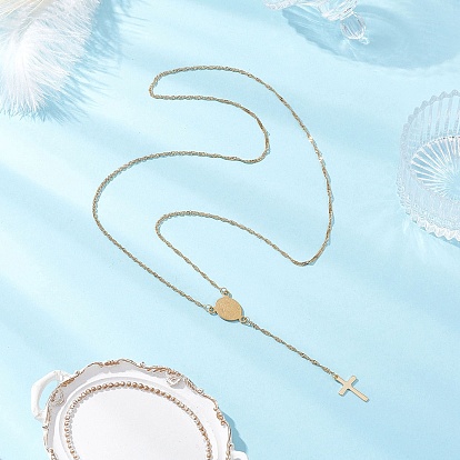 201 Подвеска-крестик из нержавеющей стали 304 Ожерелья из нержавеющей стали с цепочкой «Сингапур» для женщин и мужчин