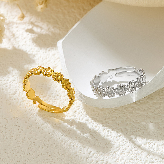 304 регулируемые кольца на пальцах из нержавеющей стали, цветок