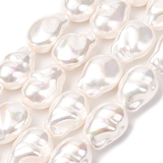 Нити бусин из искусственного жемчуга с гальваническим покрытием из фарфора, барокко, жемчужные, AB цвет