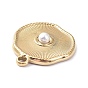 Ion Plating(IP) 304 Stainless Steel Pendants, with White Plastic Imitation Pearl Beads, Flat Round