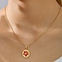 304 Stainless Steel Enamel Pendant Necklaces for Women, Real 18K Gold Plated