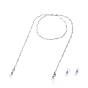 Eyeglasses Chains, Neck Strap for Eyeglasses, with 304 Stainless Steel Cross Bar Link Chains & Lobster Claw Clasps and Rubber Loop Ends