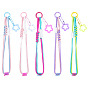 5Pcs Polyester & Spandex Parachute Cord Pendant Decorations, with Alloy Spring Gate Rings and Acrylic Flower Charm