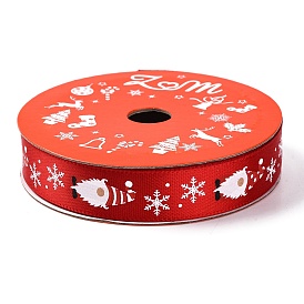 5 Yards Christmas Polyester Printed Ribbon, for Gift Wrapping