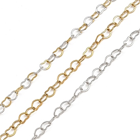 304 Stainless Steel Heart Chains, Soldered, with Spool